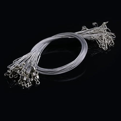 UKCOCO 24pcs Stainless Steel Bite-Resistant Fishing Leaders with Swivel and Soft Wire 250mm High-Strength Fishing Wire for Catfishing and Gear