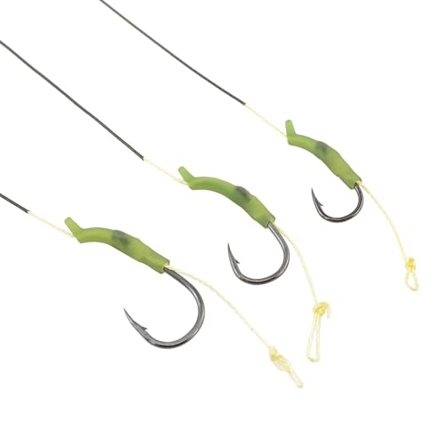 4 Sets Carp Fishing Hair Rigs Curved Carp Hooks with Bait Rig Stops for Floating Fishing Pellets Meat Corn Line - size: 6#