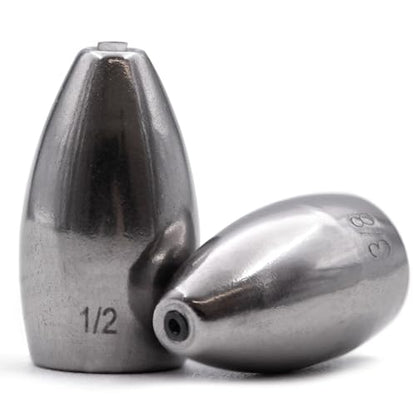 FishTrip 10Pcs Tungsten Bullet Weights Sinkers for Texas Rig Bass Fishing | Worm Weights for Carolina Rig, Flipping Slip Sinker Sliding Weights Lead Fishing Weights Saltwater Freshwater 1/16oz-1/2oz - size: 3/8 oz