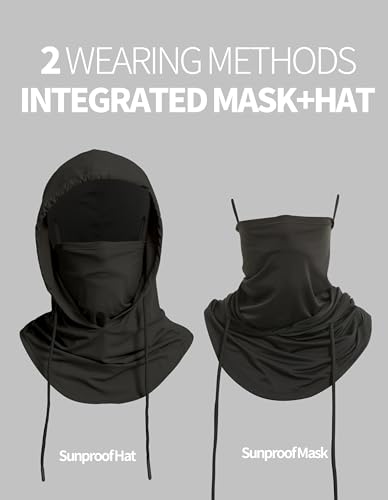 Vimnunts Sunproof Balaclavas Summer Cooling Face Mask Breathable Full Head Mask UV Protection Hood - color: Black
