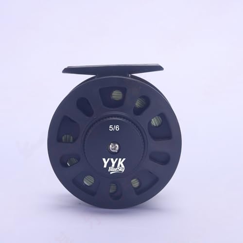 YYKBlueSky 5/6wt Fly Fishing Reel, Aluminum/Plastic Frame Optional, Smooth Drag System, Pre-Loaded Line Set (Including WF5F Floating+20LBS Backing+4X/5X/6X Taper Leader+4X/5X/6X Tippet) - style: For Fly Fishing