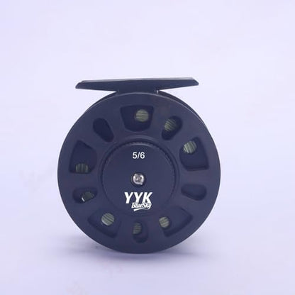 YYKBlueSky 5/6wt Fly Fishing Reel, Aluminum/Plastic Frame Optional, Smooth Drag System, Pre-Loaded Line Set (Including WF5F Floating+20LBS Backing+4X/5X/6X Taper Leader+4X/5X/6X Tippet) - style: For Fly Fishing