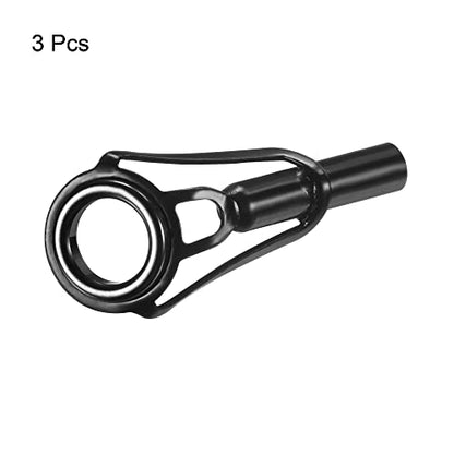 PATIKIL Tube Dia Fishing Rod Tips Repair Kit, Stainless Steel Black Guide Ring for Fishing - size: 3.8mm