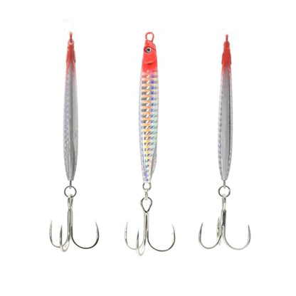 Saltwater Fishing Lures Fishing Jigs Fishing Spoons for Striped bass, Pompano, Spanish Mackerel ，Bluefish - color: Red (3pcs), size: 2.80 oz / 80 g