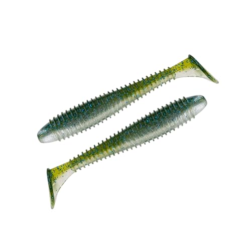 Moose Baits 3.8” Paddle Swimmer Soft Plastic Baits – Bass Fishing Lures - Soft Lure Bass, Durable Plastic Bait Swimmer for Freshwater Bass (6 Pack) - color: Baby Bass