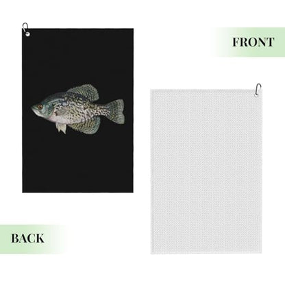 Crappie Fish Microfiber Golf Towel, 16x24 Waffle Pattern with Carabiner Clip, Tri-Fold Large Golf Ball Towels, Golf Bag Accessories for Men Women, Golf Gift