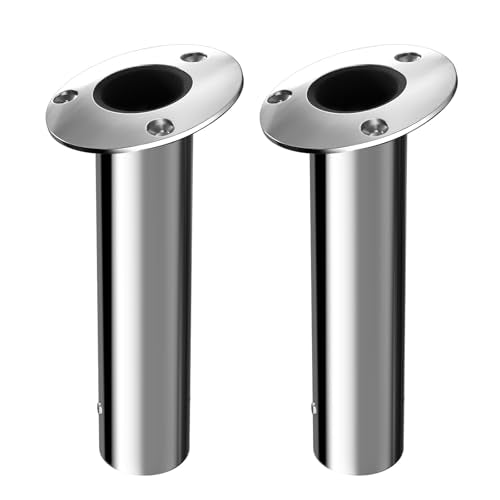 Fishing Rod Holder 2 Pack, 316 Stainless Steel 15/30/90 Degree Rod Holders for Fishing Boat, Flush Mount with Cap, Heavy Duty