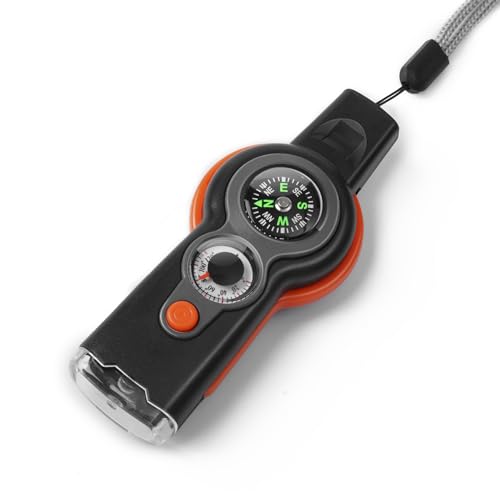 Emergency Survival Function Whistle, Outdoor Multifunctional Tool Safety Whistle with Lanyard, Ideal for Kayaking, Boating, Hiking, Camping, Climbing, Hunting,Rescue Signaling - color: orange1