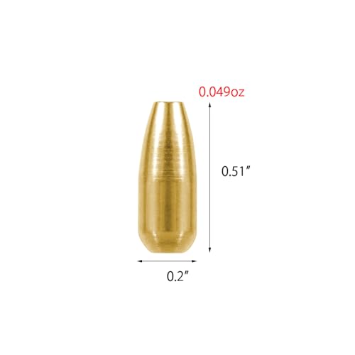 Dr.Fish Brass Lure Bodies for Spinner Making, Lure Making Supplies Parts Acessories for in-line Spinnerbaits Freshwater Fishing Lure Weights - color: 30pcs Bullet Shape/0.2*0.5"