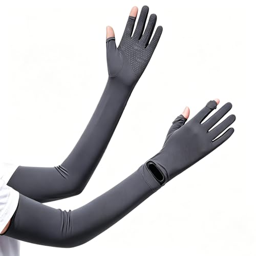 Full Finger UV Protection Gloves Driving Gloves Women, Breathable Touchscreen UPF Glove Sun Protection Glove - color: Dark Gray, size: One Size