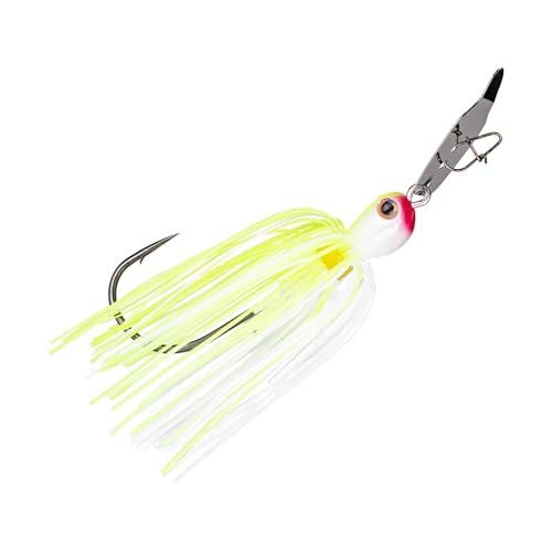 Strike King Thunder Cricket Fishing Lure, Vibrating Swim Jig, Silver Blade, 4/0 Jungle-Style Flipping Hook - color: Chartreuse White, size: 1/2 oz
