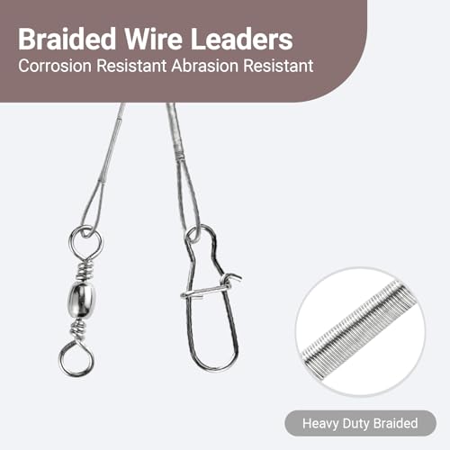 Atibin Stainless Steel Fishing Leaders Freshwater Fishing Rigs Wire Leaders Lures High Strength Wire Leader Fishing White Nickel - size: #2 (7.8in-30lb) 40pcs