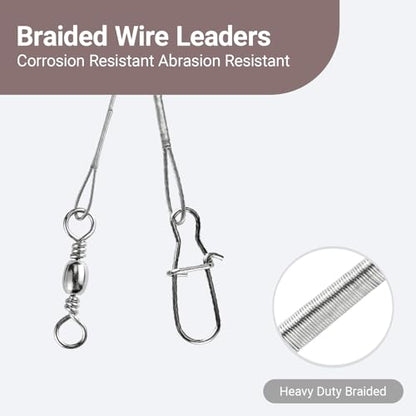 Atibin Stainless Steel Fishing Leaders Freshwater Fishing Rigs Wire Leaders Lures High Strength Wire Leader Fishing White Nickel - size: #5 (11.8in-60lb) 30pcs