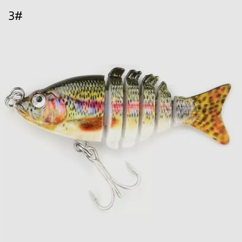 Mini Fishing Lures Multi Jointed Fish Fishing Slow Sinking Lifelike Swimbait Freshwater and Saltwater Crankbaits for Bass Trout Bass Lures 2in/0.08oz 12#Hook - color: 3# 1Pcs
