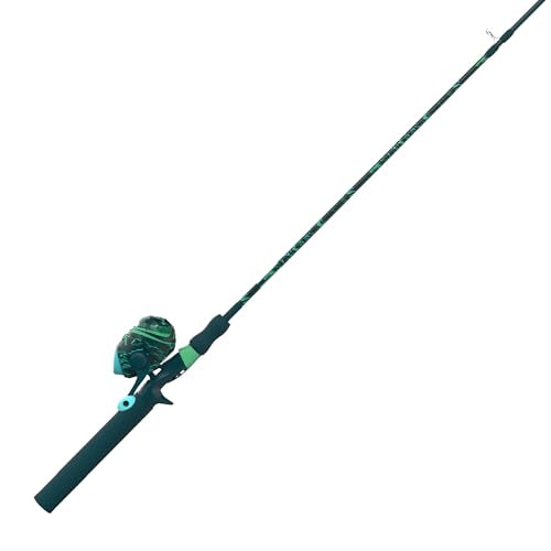 Zebco Splash Spincast Reel and Fishing Rod Combo, Fiberglass Rod, Ball Bearing System, All Metal Gears, 8-Pound Line - color: Grunge Green