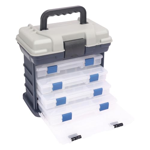 Fishing Tackle Box, 4 Layers Fishing Box, Tackle Boxes, Quick-Access Top Storage with Lid for Fishing Gear and Accessories,（Grey）by KUKLIPJIM - color: Grey