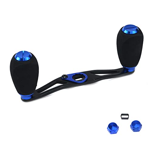 Fishing Reel Handle Fishing Baitcasting Reel Replacement Parts, with EVA Knob and Nut (Black+Blue) - color: Black Blue