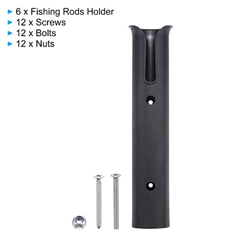 PATIKIL Fishing Pole Holder for Boat, 6 Pack Plastic Boat Pole Bracket Fishing Tube Rod Holder Racks Side/Wall Mounted with Screws for Boat Kayak Truck, Black