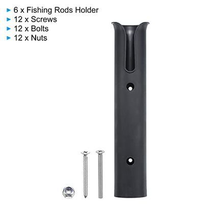 PATIKIL Fishing Pole Holder for Boat, 6 Pack Plastic Boat Pole Bracket Fishing Tube Rod Holder Racks Side/Wall Mounted with Screws for Boat Kayak Truck, Black