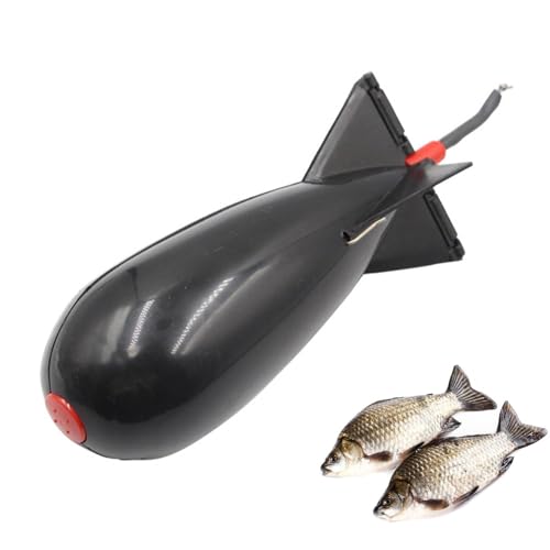 Carp Fishing Tackle, 5.5x5.5x14.5cm Rocket Shape Spod Fishing Feeders | Float Lure Bait Holder Container, Spomb Pellet Feeders for Position Outdoor Tools - color: Black