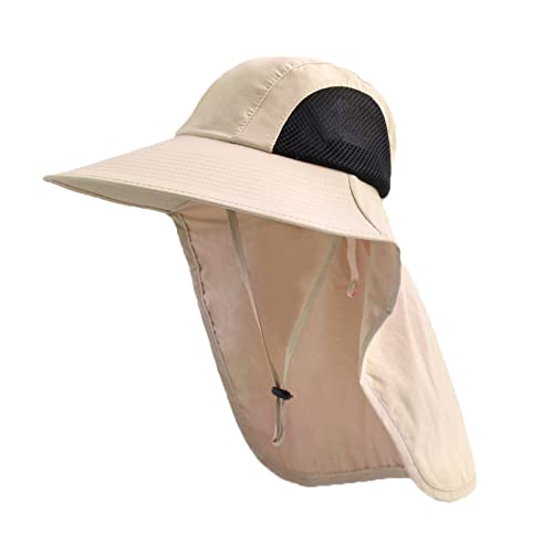 Sun Hat for Men Women with Neck Flap,UPF 50+ UV Protective Hiking Fishing Hats,Wide Brim Sun Hat for Women&Men - color: 1pack-beige