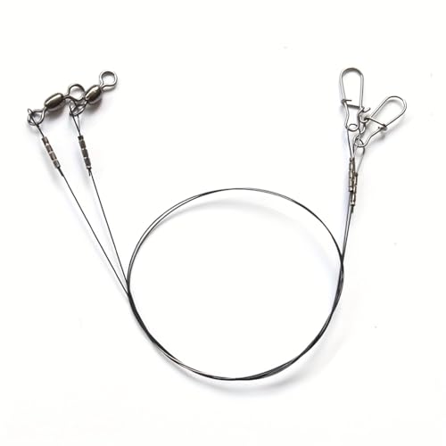 30cm 14kg Titanium Fishing Leader Line, Bite Proof Trace with Rotating Swivel Anti-Tangle Design, Low Friction Coating, Stainless Steel Pins for Predatory Fish, Pike Muskie Saltwater Freshwater