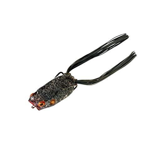 BOOYAH Poppin' Pad Crasher Topwater Bass Fishing Hollow Body Frog Lure with Weedless Hooks - color: Ole Smokey