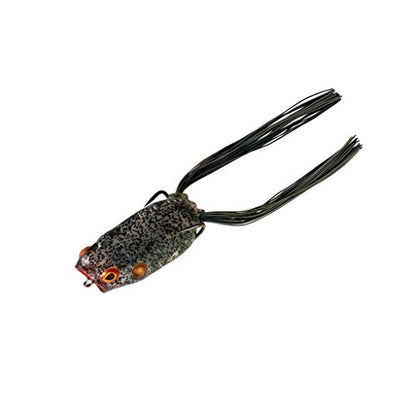 BOOYAH Poppin' Pad Crasher Topwater Bass Fishing Hollow Body Frog Lure with Weedless Hooks - color: Ole Smokey