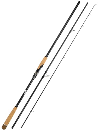 Jenseits Carbon Fiber Fishing Rod Series (6-12 Ft), Spinning & Casting Rods with Stainless Steel Ceramic Guides, Fast Action Fishing Pole for Bass, Trout, Walleye & Surf Fishing - size: 10'0"-Heavy-Fast-Black