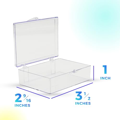 10-Pack Clear Hinged Plastic Containers, Keepsake Storage Boxes, 3 1/2" L x 2 9/16" W x 1" H, Made in USA, Plastic Display Case or Small Box for Storage and Organization - size: 3.5" x 2.56" x 1.0"