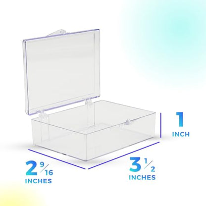 10-Pack Clear Hinged Plastic Containers, Keepsake Storage Boxes, 3 1/2" L x 2 9/16" W x 1" H, Made in USA, Plastic Display Case or Small Box for Storage and Organization - size: 3.5" x 2.56" x 1.0"