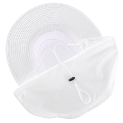 Connectyle UPF 50+ Wide Brim Sun Hat for Men Women UV Protection Fishing Hat with Neck Flap Outdoor Safari Bucket Hiking Hats - color: White