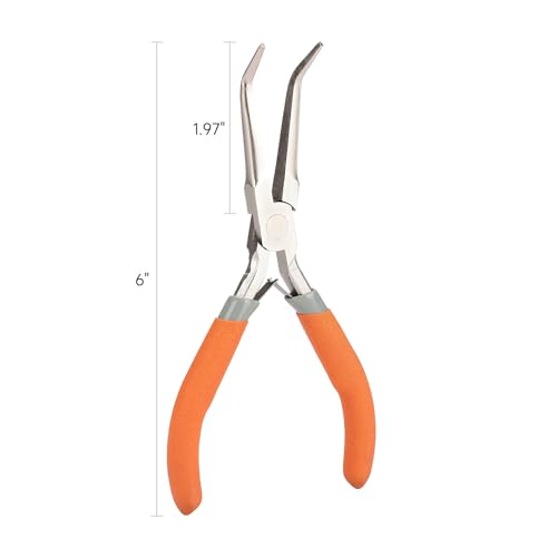 SIDAZON Fish Bone Pliers/Tweezers 6 Inches Bent nose pliers Curved Stainless Steel With Non-Slip Grip