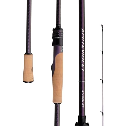 PURELURE ACUTEVIOLET Bass Fishing Rod Regular Fast Action - Jerkbait Rod 2 Piece, TORAY 36T Carbon Fiber Spinning & Baitcasting Rod, Titanium Frame Guide with Torzite Ring, Carbon Reel Seat - style: Spin: S682l- Light - Regular Fast-2pcs