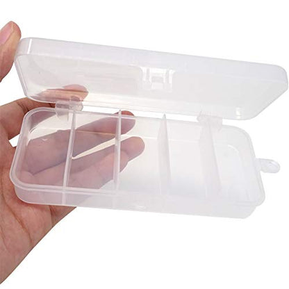 2PCS 5x2.4x1Inch Small Clear Plastic Fishing Tackle Accessory Box Portable Fishing Lure Bait Hooks Storage Box Case Container Jewelry Making Findings Organizer Box