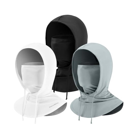 ROCKBROS Cooling Balaclava Face Mask 3 in 1 Full Face Mask for Summer with Ear Loops Neck Gaiter Sun UV Protection - color: Black+white+lightgray