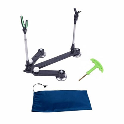 Fishing Rod Holder Adjustable Ground Stand - Foldable Stainless Steel Pole Support Ground Bank Mount Bracket with Ice Spike for Bank Fishing