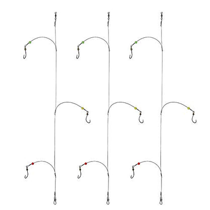 Dyxssm Fishing Hooks with Leader Rigging, Fishing Hook Line Stainless Steel Fishing Rigs Wire and Rig Hooks - size: 2/0#, style: Style-b: 3 Hooks Rig