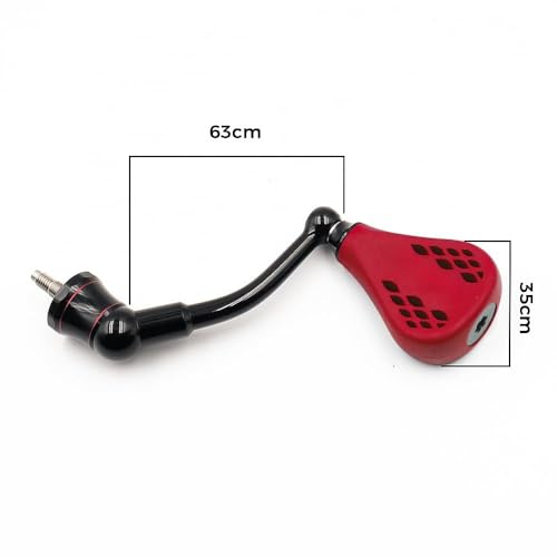 63mm Replacement Fishing Reel Handle with TPE Knob 35mm Compatible for Shimano Stradic FL/FM Stella Vanford Vanquish Nasci - color: Red