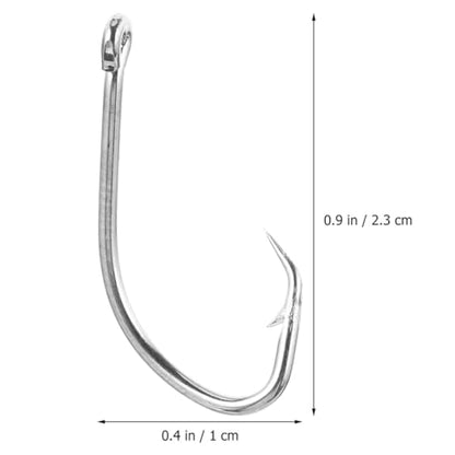 PartyKindom 50Pcs Offset Octopus Fishing Hooks Stainless Steel Long Shank Barbed Hooks Saltwater and Freshwater Bass Fishing Terminal Tackle