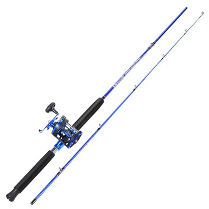 Sougayilang Fishing Rod Combo, 2-Piece Trolling Fishing Reel Combo with 3.8:1 Gear Ratio & 3+1 Bearings, Aluminum Reel Seat for Saltwater/Big Game Fish - color: LDT40-left Handed