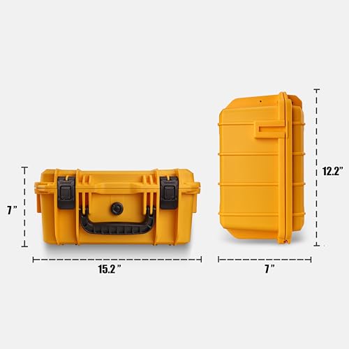 Fishing Reels Storage Case 15Inches,Heavy Duty Waterproof Fishing Wheel Protective Hard Case, Tackle Collection Holder Box, 9pcs Adjustable Shockproof Dividers (Yellow) - color: Yellow
