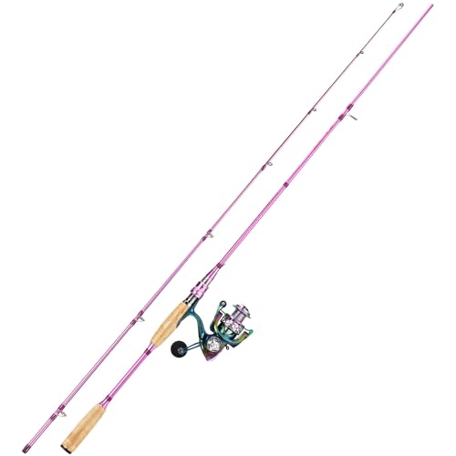 Sougayilang Spinning Rod Reel Combos,Colorful Two Pieces Spinning Pole with Smooth Strong Reel Available for Freshwater Bass Walleye Trout Fishing - size: 6.9ft/2000