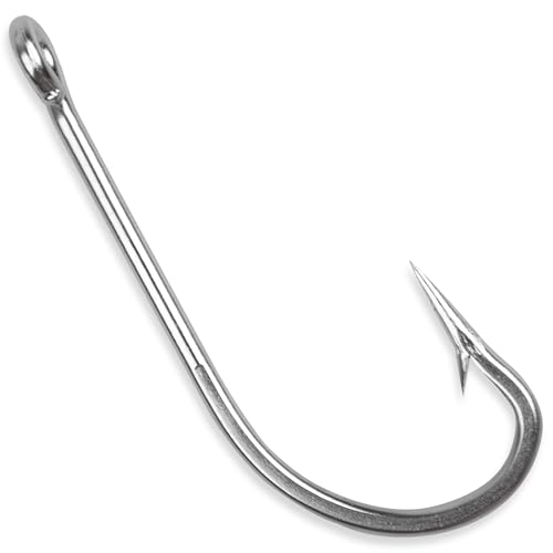 Stainless Steel Saltwater Fishing Hooks - 50pcs O'shaughnessy Hooks Forged Long Shank J Fishing Hooks Extra Strong Fish Hooks for Trolling Sea Bass Striper Cod Bluefish Size 1/0-10/0 - size: 3/0-50pcs