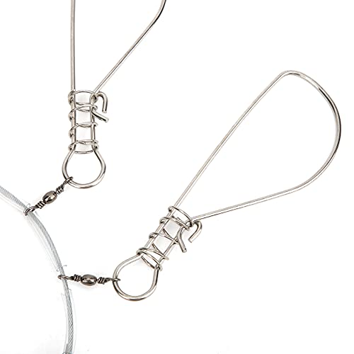 HERCHR Fishing Stringer, Stainless Steel Fish Stringer Lock Cable Accessory with 5 Locking Movable Buckle Snaps for Sea Ice Kayak Fishing
