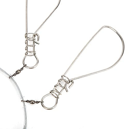 HERCHR Fishing Stringer, Stainless Steel Fish Stringer Lock Cable Accessory with 5 Locking Movable Buckle Snaps for Sea Ice Kayak Fishing