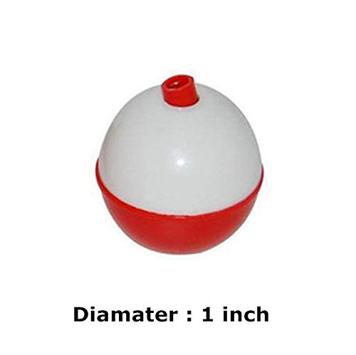 50Pcs Fishing Bobbers Floats,1 inch Hard ABS Bobber for Fishing Snap-on Round Fishing Floats Red and White Fishing Bobbers Bobs Fishing Party Decorations