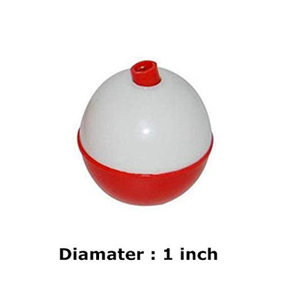 50Pcs Fishing Bobbers Floats,1 inch Hard ABS Bobber for Fishing Snap-on Round Fishing Floats Red and White Fishing Bobbers Bobs Fishing Party Decorations