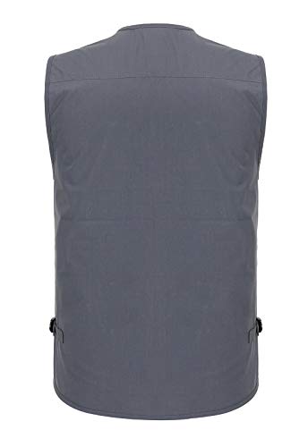 Spanye Mens Fishing Vest Multi Pocket Vests Safari Travel Photo Work Jacket Alive Outerwear - color: Gray Blue, size: Small