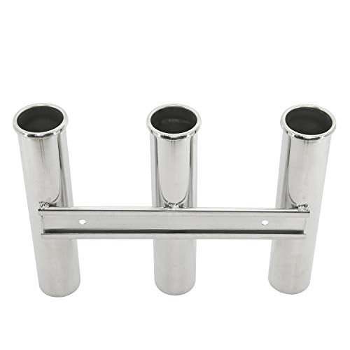 DasMarine 2 Pack 316 Stainless Steel Wall Side Mounted Rod Holder 3 Rod Rack Fishing Rod Pod for Marine Yacht RV